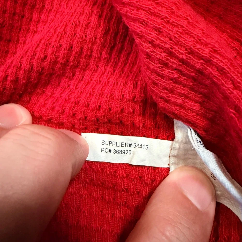 Polo‎ Ralph Lauren Waffle Knit Thermal Henley Hoodie Red Kids Size L Preppy